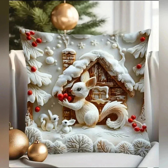 Holiday Digital Gingerbread  Christmas Pillow Cover - Picture 1 of 7
